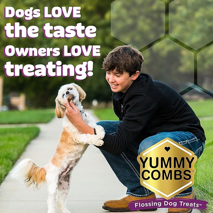 Yummy Combs Dog Dental Treats – Vet VOHC Approved – Delicious Chicken Protein – Removes Tartar with Cleaning Comb Shape – Dental Dog Treats for Large Dogs (36oz, 27 Count)