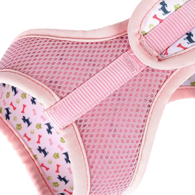 Mile High Life Step in Dog Harness for Small Dogs No Pull, Easy Get on Air Mesh Vest Harness, Adjustable Easy Closures Both Neck and Chest (Pink, S Chest 13.1"-19.6")