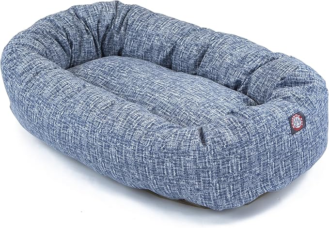 Majestic Pet 52 Inch Bagel Calming Round Dog Bed - Washable, Fluffy Donut X-Large Blue, 52x35x11 Inch