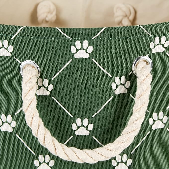 Bone Dry Pet Storage Collection Paw and Bone Print, Large Rectangle, 17.5x12x15 Hunter Green Trellis