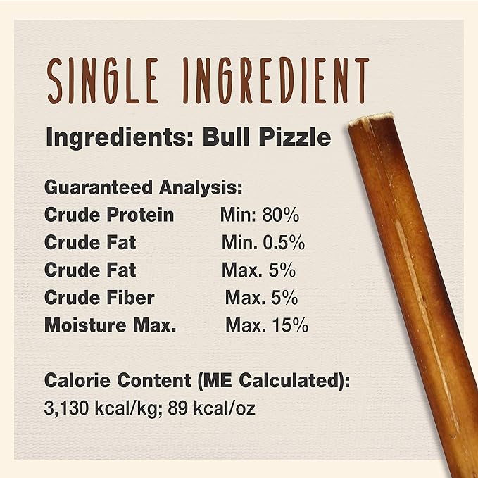 Cadet Bully Sticks for Dogs - Long-Lasting Dog Chews - All-Natural Premium Dog Treats Promotes Dental Health
