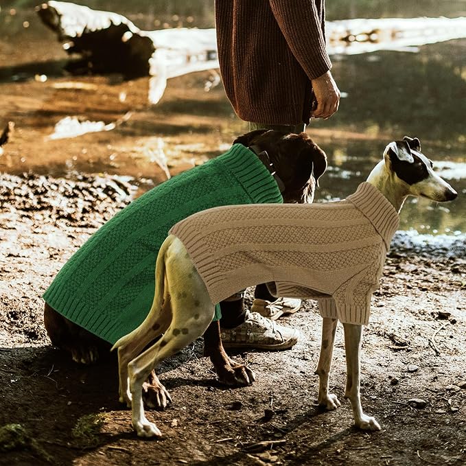 Queenmore XXL Dog Sweater,Large Dog Sweaters for Dogs Girls Boys,Xmas Turtleneck Pullover Pet Sweaters for Large Dogs,Cold Weather Doggie Sweatshirt Knitwear for Golden Retriever,Labrador(Camel,XXL)