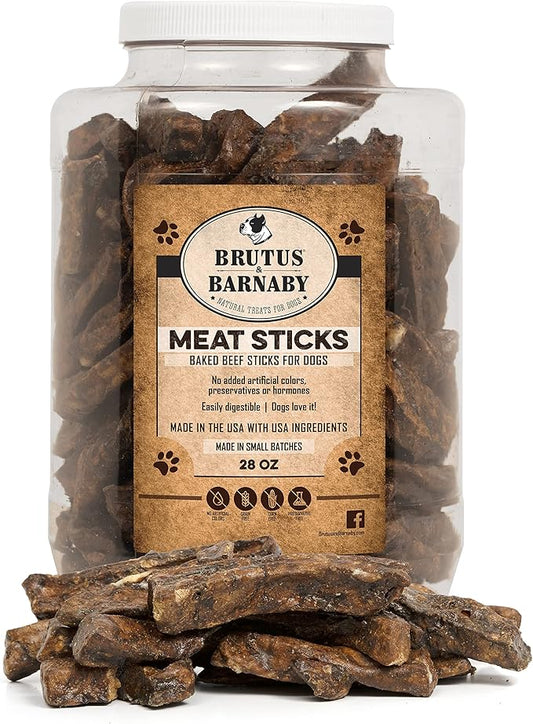 BRUTUS & BARNABY Dehydrated Lung Dog & Cat Treats, 28oz – USA Organ Meat Stick (Beef & Turkey Lung, Liver), High Protein Pet Snack