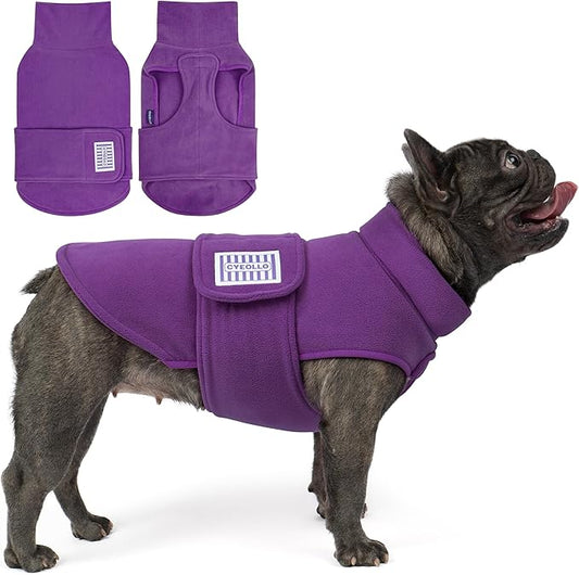 cyeollo Small Dog Sweater, Fleece Dog Sweaters Turtleneck Vest Soft Puppy Sweatshirt Stretchy Pet Fall Autumn Coat Warm Winter Clothes for Small Dogs Girl, Purple M