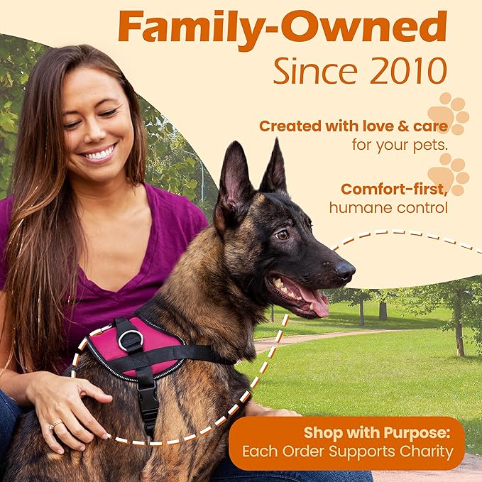 Bark Appeal Pink No-Pull Dog Harness for Extra Small Sized Pets – Adjustable, Reflective Vest with 3 Leash Clips for Added Control, Easy Walks & Training – XS