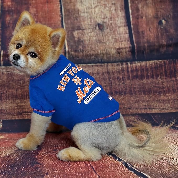 MLB New York Mets Dog T-Shirt, Medium. - Licensed Shirt for Pets Team Colored with Team Logos. - Premium Stretchable Materials for The Comfort of Your Dog & cat.