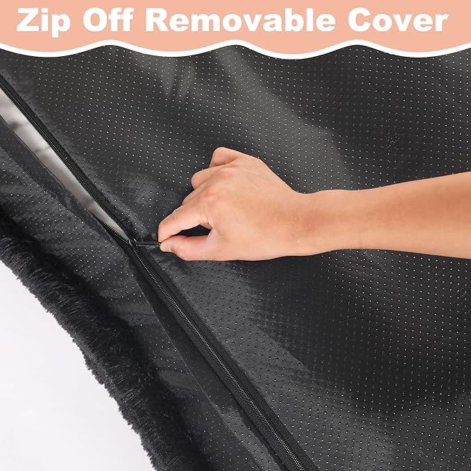 Bedfolks Waterproof Crate Bed, Plush Dog Crate Pad with Removable Cover, Faux Fur Dog Kennel Bed, 41"x27", Black