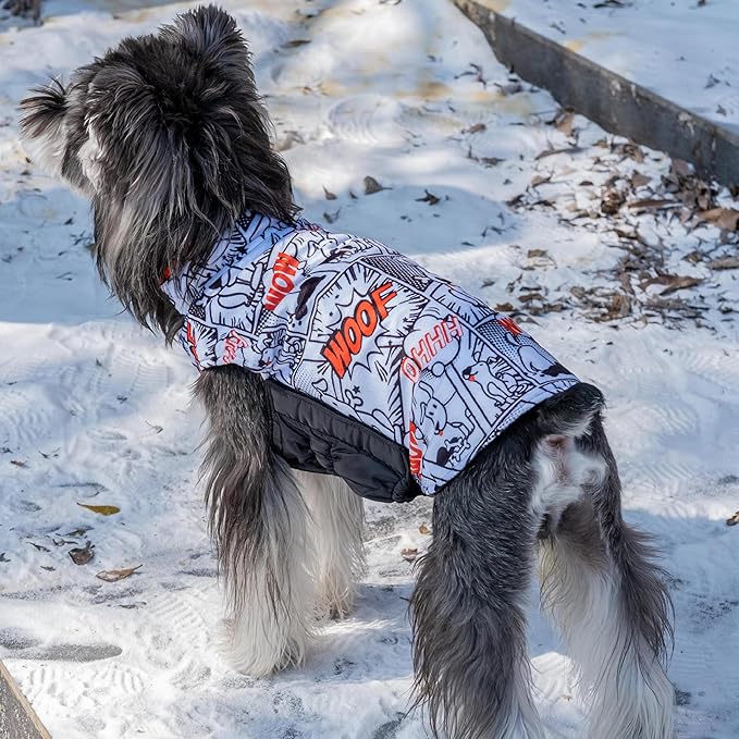 CuteBone Winter Jacket - Waterproof, Windproof, Reversible, Soft, Reversible Dog Vest - Thick Dog Cold Weather Coat - for Small to Large Dogs - Chest Size, Leash Hole