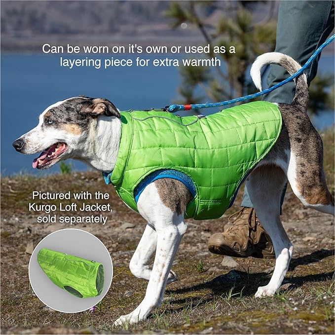 Kurgo Core Dog Sweater with Fleece Lining, Cold Weather Pet Jacket, Zipper Opening for Harness, Adjustable Neck, Year-Round for Small Dogs (Heather Blue, X-Small)
