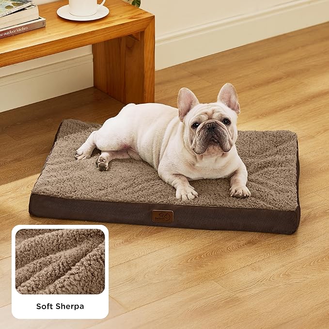 Bedsure Dog Bed Medium Size Dog - Comfy Flat Puppy Beds with Removable Washable Cover, Orthopedic Egg Crate Foam Pet Mat, Suitable for Pet Up to 30 lbs