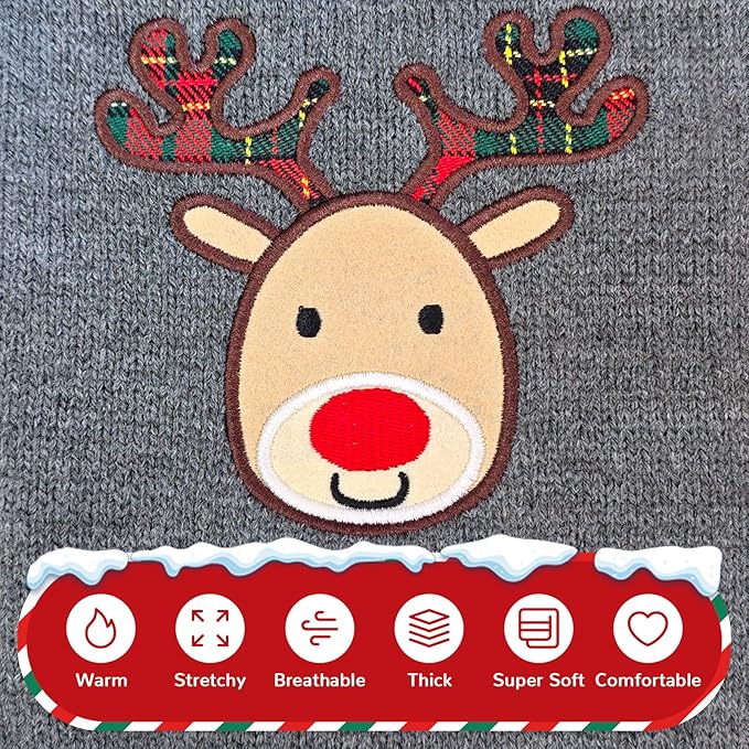 PETCARE Reindeer Christmas Dog Sweater Gray Cat Sweater Vest Cartoon Elk Pet Holiday Dog Clothes Puppy Sweaters for Small Medium Large Dogs Cats Fall Winter Outfits Xmas Dogs Costume,Large