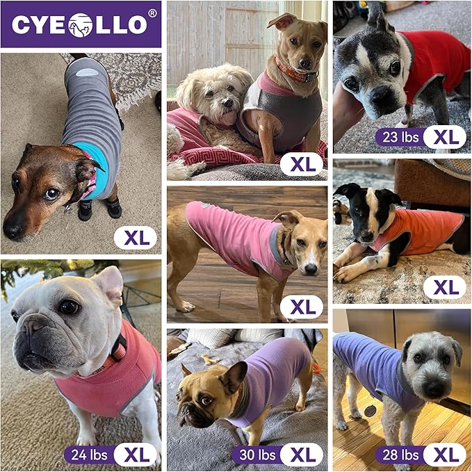 cyeollo 2 Pack Dog Sweater Fleece Vest Dog Sweatshirt Reflective Lightweight Pet Clothes for Small Dogs Boy Girl Pet Apparel Grass Green, Grey, XL