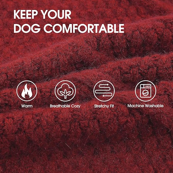 IECOii Great Dane Sweater, 5XL Dog Sweater for Extra Large Dogs, XXXXXL Dog Sweaters Christmas, Warm Winter Sweaters for Giant Breed Male Female Dogs, Pullover Knitwear Sleeveless, DarkRed - 5XL