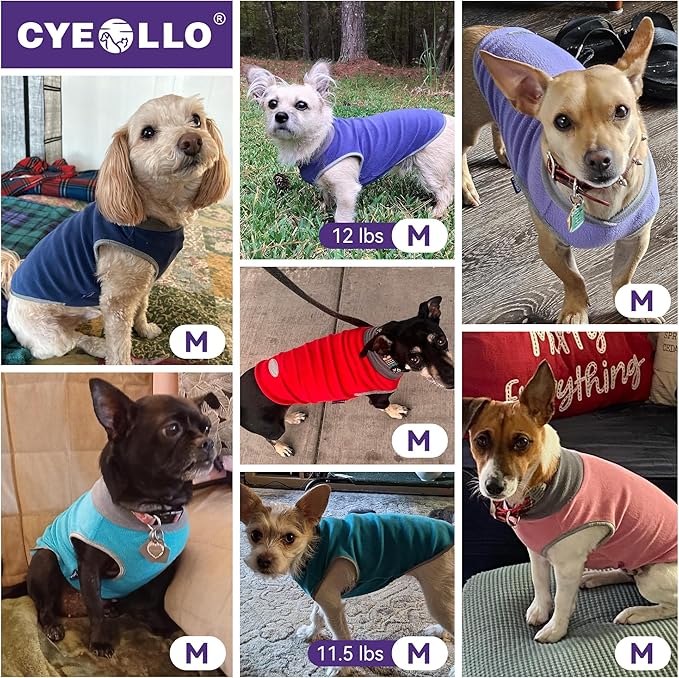 cyeollo 2 Pack Dog Sweater Fleece Vest Dog Sweatshirt Reflective Lightweight Doggie Clothes for Small Dogs Boy Girl Pet Apparel Grass Green, Grey, M