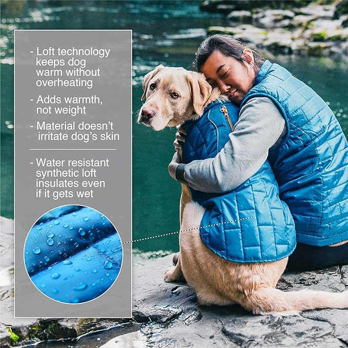 Kurgo Loft Dog Jacket - Reversible Cozy Coat for Outdoor Adventures - Water Resistant - Athletic Fit - Machine Washable Fabric - Reflective Dog Gear - Large - Pressed Leaf