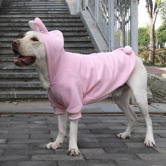 Extra Large Dog Christmas Bunny Costumes Rabbit Hoodies Clothes for Easter Day Halloween Labrador Rottweiler Great Dane, Pink, 5X-Large