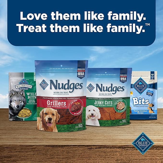 Blue Buffalo Nudges Grillers Natural Dog Treats, Made in the USA with Real Steak, 16-oz Bag