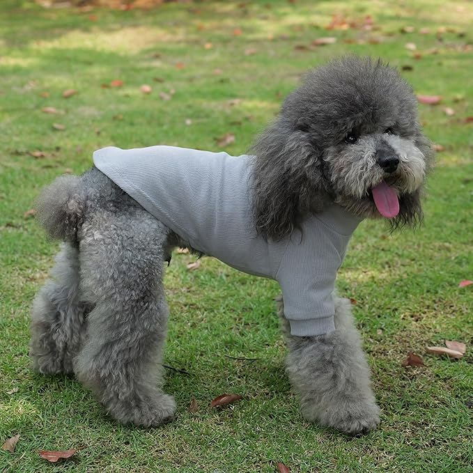 Lovelonglong Ribbed Dog T-Shirt Cotton Knitted Dog Sweaters for All Season Pet T-Shirts for Large Medium Small Dogs Dark Gray 2XL