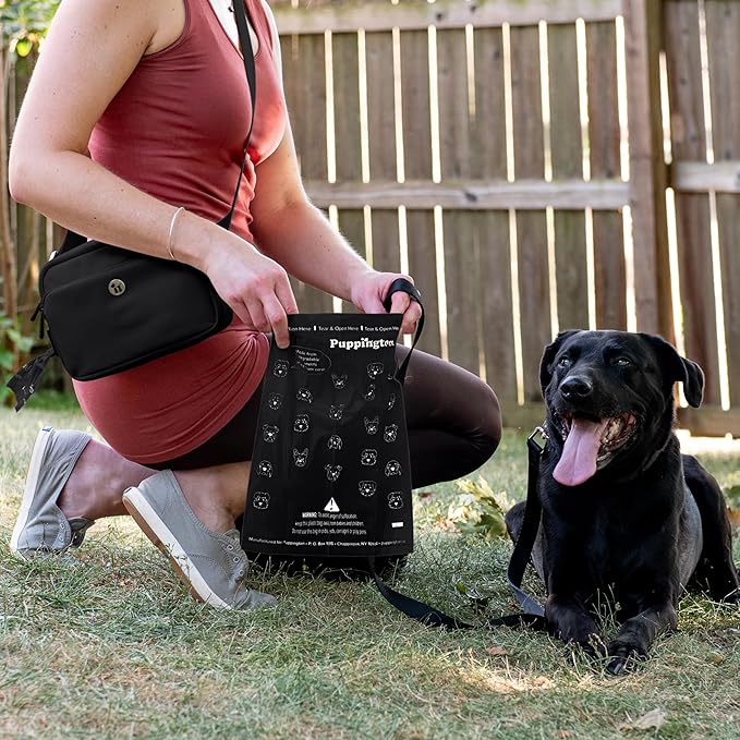 Puppington Certified Home Compostable Poop Bags - ASTM D6400 Compliant - 270 Extra Thick Bags - Plant Based - Pairs with Puppington 3-in-1 Bag & Fits all Standard Poop Bag Dispensers (Onyx Black)
