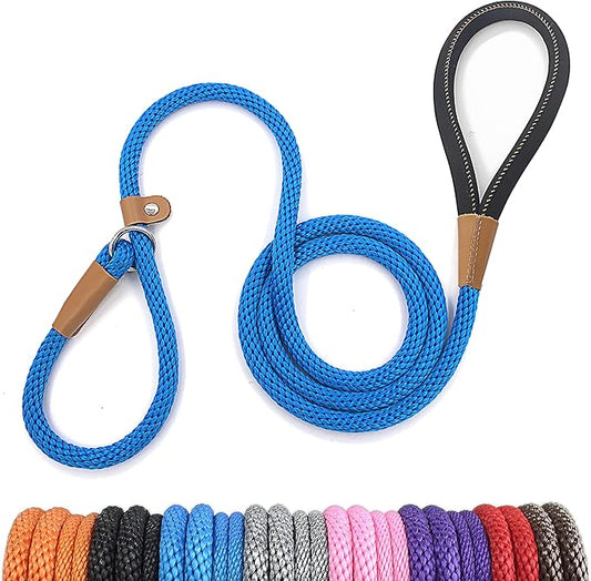 lynxking 8 FT Dog Leash Slip Lead 2 Pack Strong Heavy Duty Braided Dog Training Leash No Pull Training Lead Leashes for Medium Large and Small Dogs