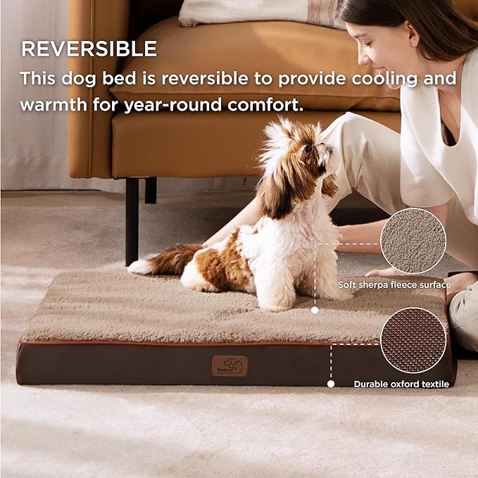 Bedsure Dog Bed for Small Dogs - Comfy Flat Puppy Beds with Removable Washable Cover, Orthopedic Egg Crate Foam Pet Mat, Suitable for Pet Up to 15 lbs