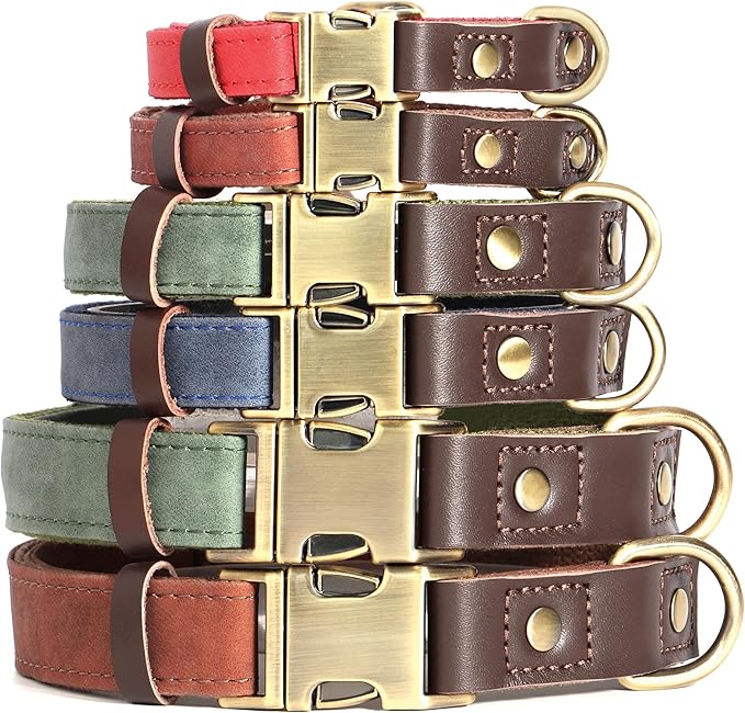 Didog Soft PU Leather Dog Collar for Large Dogs,Classic Adjustable Dog Collars with Quick Release Metal Buckle,Easy Clean and Comfortable with Nylon Lining,Pink,L Neck 15-23"