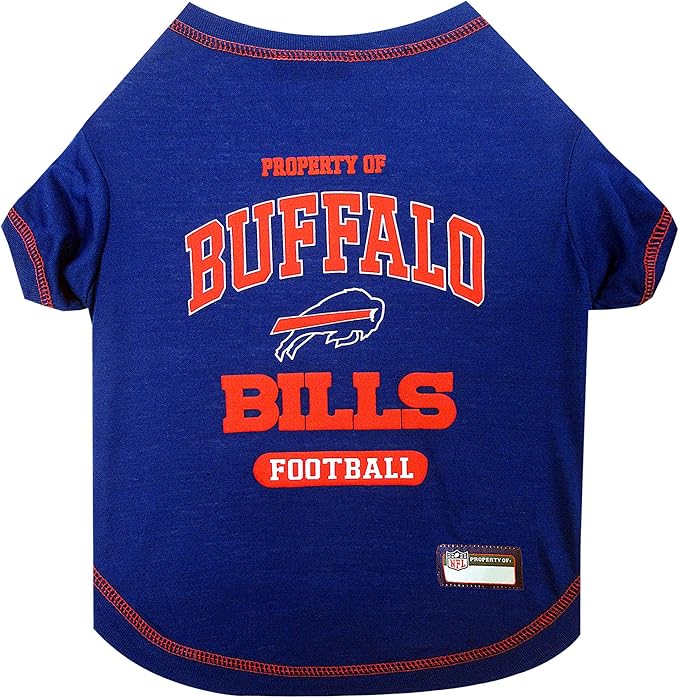 NFL Buffalo Bills Dog T-shirt Large. - Licensed Shirt for Pets Team Colored with Team Logos- Premium Stretchable Materials for the comfort of your Dog & Cat