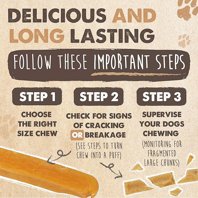 Mighty Paw Yak Cheese Dog Chews – All-Natural Long Lasting Hard Chew for Aggressive Chewers – High Protein, Odor-Free Dog Treat – 3 Ingredient Natural Yak Chews for Large Dogs – (4 Pack)