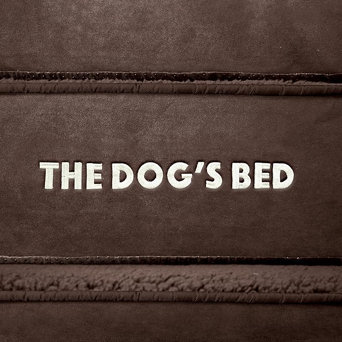 The Dog’s Bed Orthopedic Headrest Dog Bed Large Brown Plush, Memory Foam, Pain Relief for Arthritis, Hip & Elbow Dysplasia, Post Surgery, Lameness, Waterproof Washable Cover