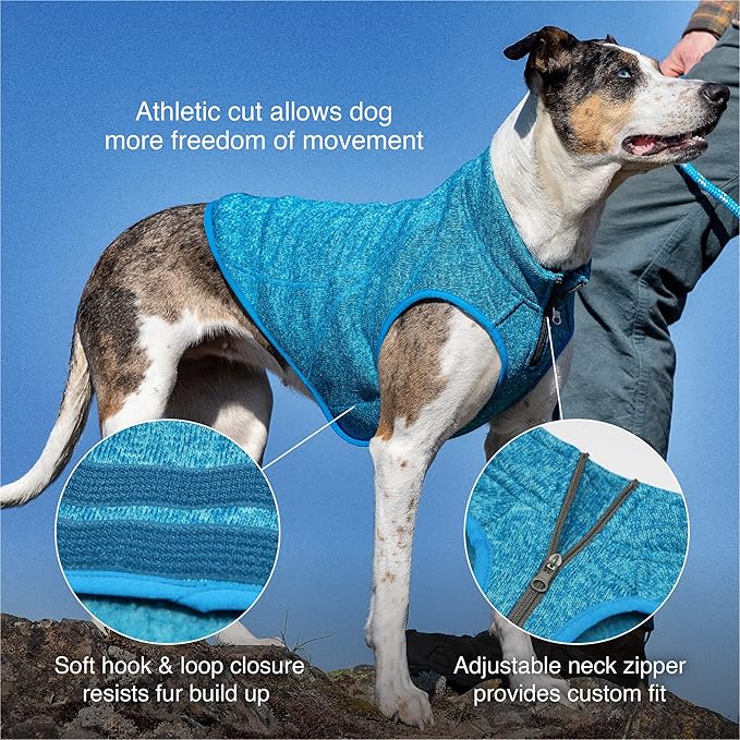 Kurgo Core Sweater - Cold Weather Dog Outfit - Cozy Knit Fleece Layer - Adjustable Neck Dogwear - Reflective Accents - Machine Washable Gear - Heather Red - Medium