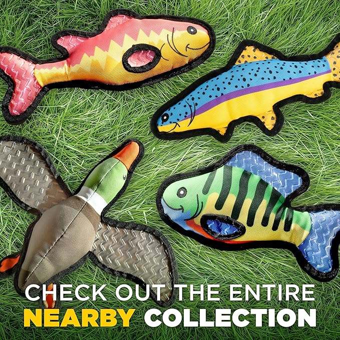 Plush Dog Toys | Bluegill Fish Stuffed Animal Squeaky Toy for Dogs | Outdoor Pet Toy Built for Adventure