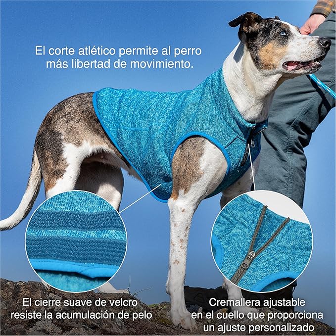 Kurgo Core Dog Sweater, Knit Dog Sweater with Fleece Lining, Cold Weather Pet Jacket, Zipper Opening for Harness, Adjustable Neck, Year-Round Sweater for Large Dogs (Heather Violet, X-Large)