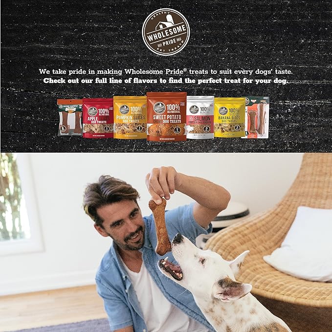 Wholesome Pride Natural & Healthy Dog Chews 2Pk for Medium Dogs, Bacon Flavor, Made in The USA